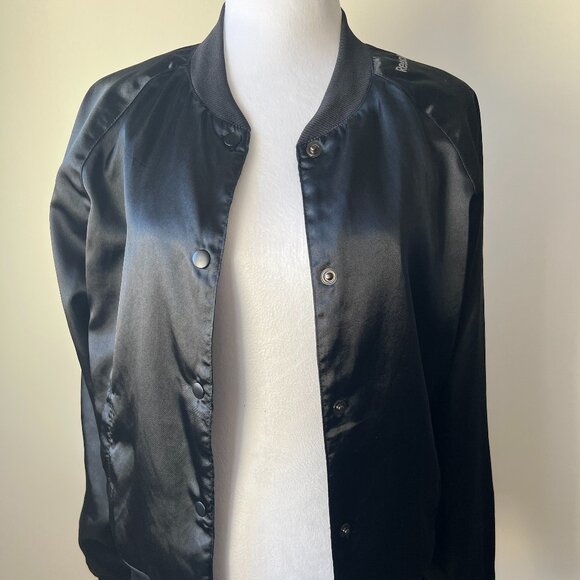 Reebok Jackets & Blazers - Reebok size M Shiny Black Bomber Heritage Style with Modern Edge 80s & Y2K vibe